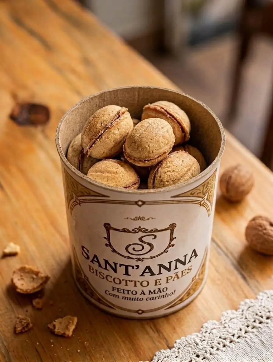 Pote premium de biscoitos: O pote da casa, de tampa dourada, com o sabor que você escolher: do amanteigado clássico ao oreshki. Pronto para present...